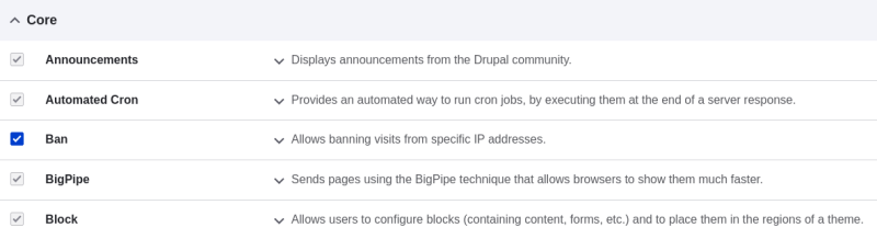 Enabling the core Ban module