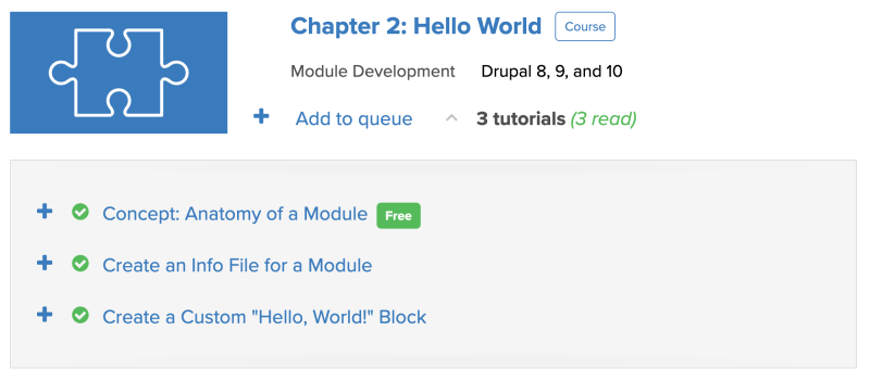 Example of tutorial types in the Module Developer Guide