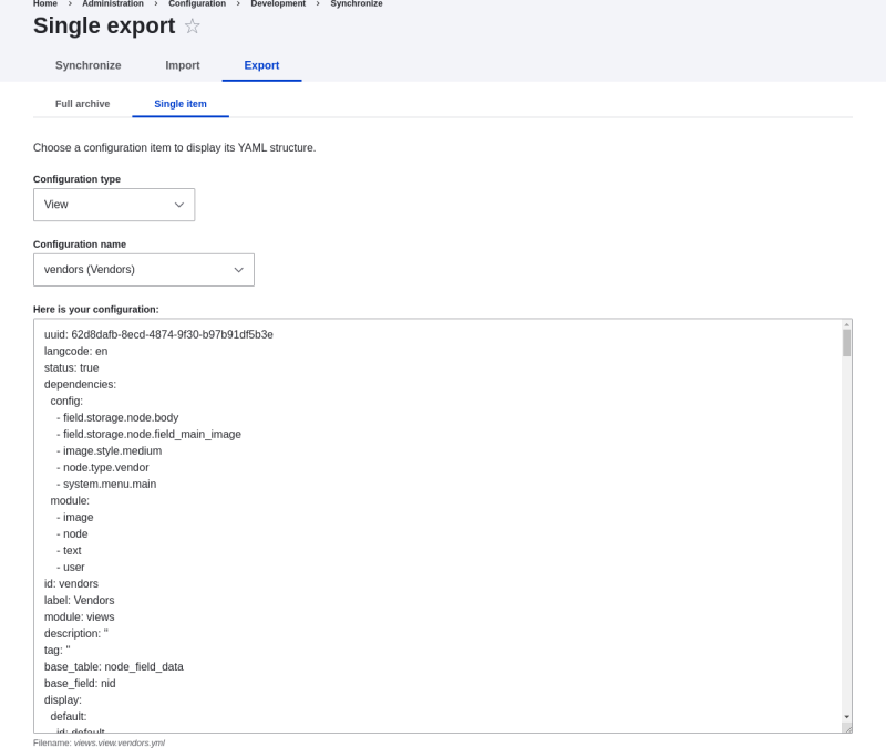 Export a single item