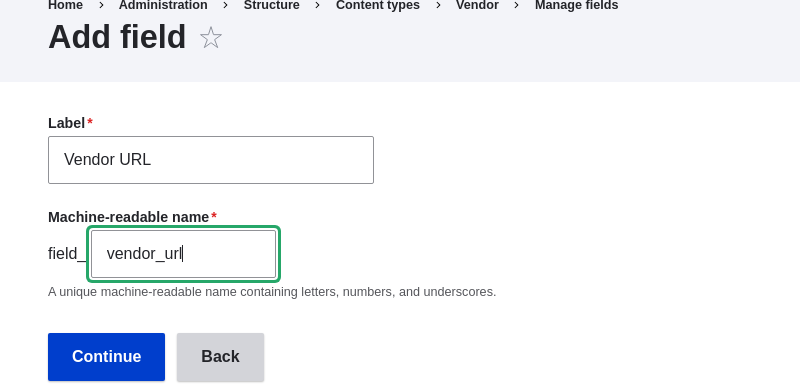 Add field page to set field label