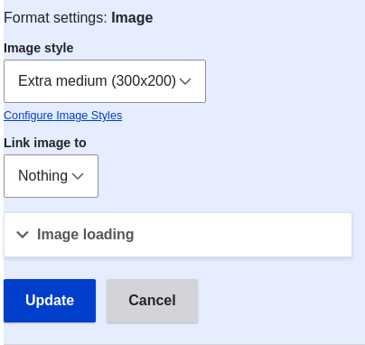 Change field formatter settings of image field