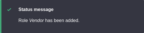 vendor role added success message